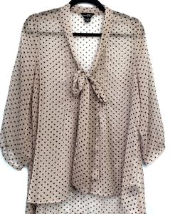 INC Sheer Polka Dot Retro Feel Blouse